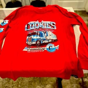 Rare Cookies Men’s Red Long Sleeve T-Shirt Size XL.